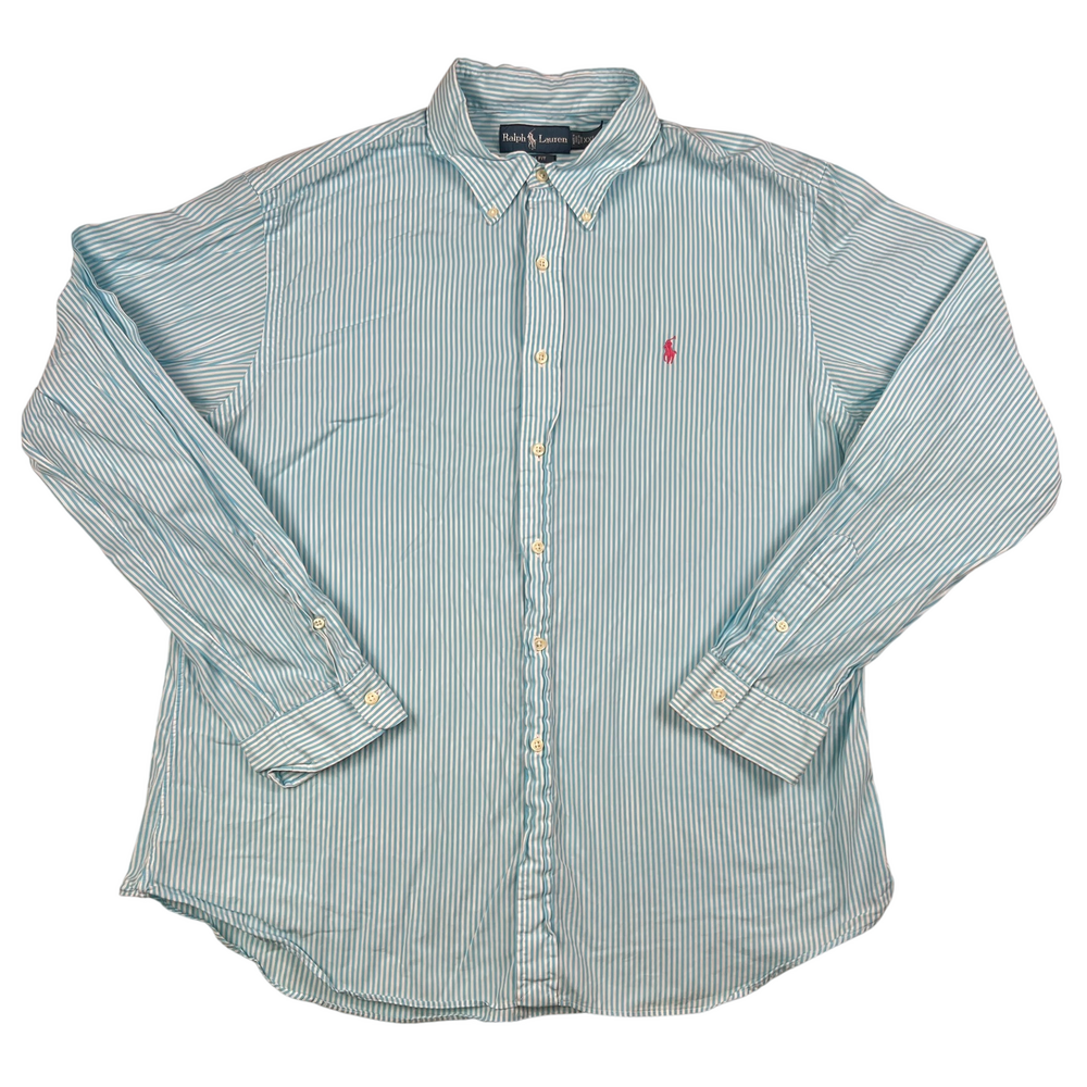 Ralph Lauren Shirt Mens XXL Slim Fit Striped Button Down Long Sleeve Pony Logo